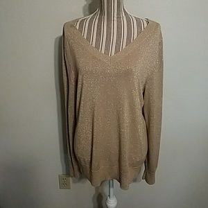 Lane Bryant Long Sleeve Metallic Gold Sweater
